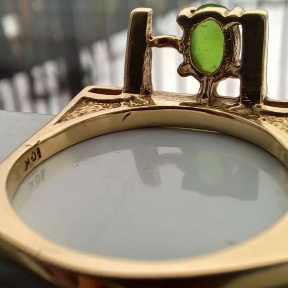Jade Ring 10K Ring - Size 6-7 - Vintage - Picture 8 of 16